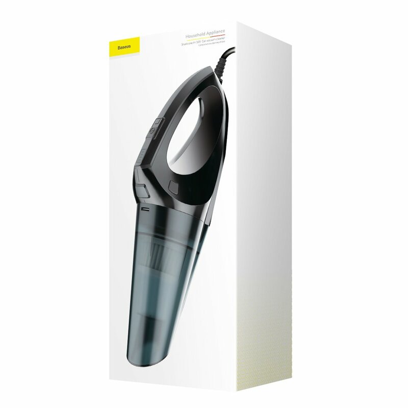 Aspirator Auto Baseus Shark One H-501 Universal Cu Fir De 4.5M Si Filtru Lavabil HEPA 65W - ACH501-01 - Black
