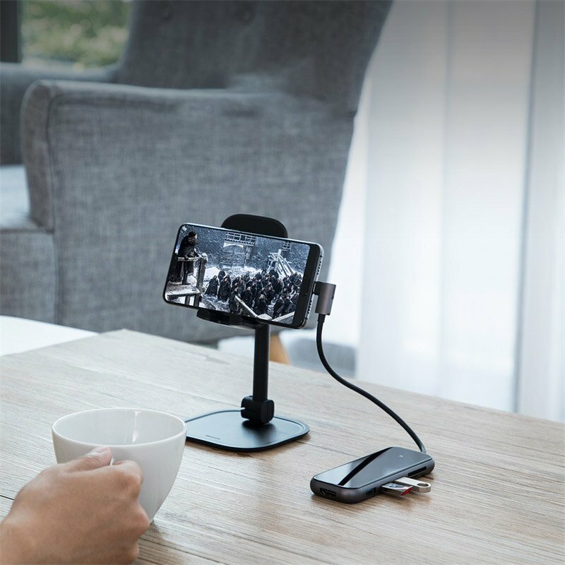 Hub Baseus Adapter Type-C to Seven-port USB3.0x3+4K/HD+SD+TF+PD for MacBook - CAHUB-CZ0G - Dark Gray