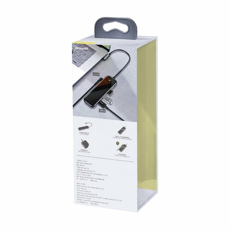 Hub Baseus Multi-function Type-C to USB3.0 x 4+PD for Mobile Phones And Computers - CAHUB-EZ0G - Dark Gray