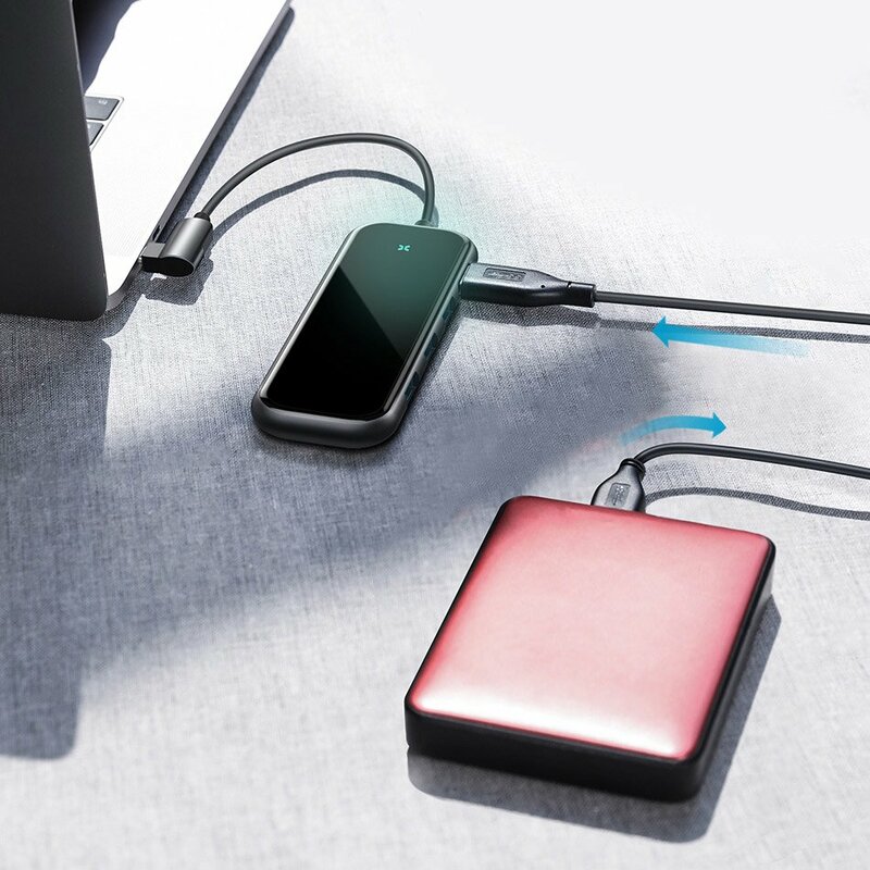 Hub Baseus Multi-function Type-C to USB3.0 x 4+PD for Mobile Phones And Computers - CAHUB-EZ0G - Dark Gray