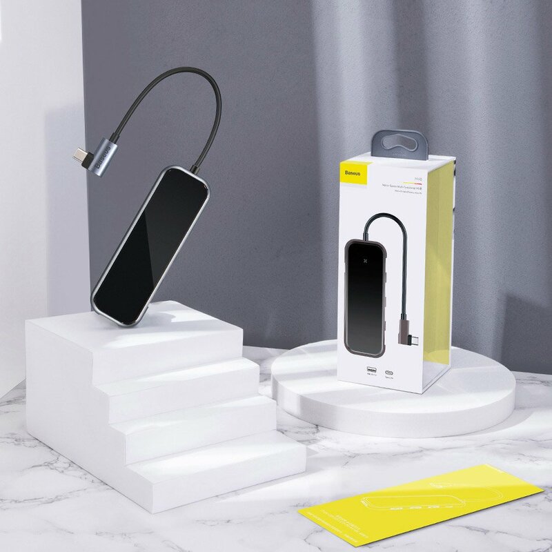 Hub Baseus Multi-function Type-C to USB3.0 x 4+PD for Mobile Phones And Computers - CAHUB-EZ0G - Dark Gray