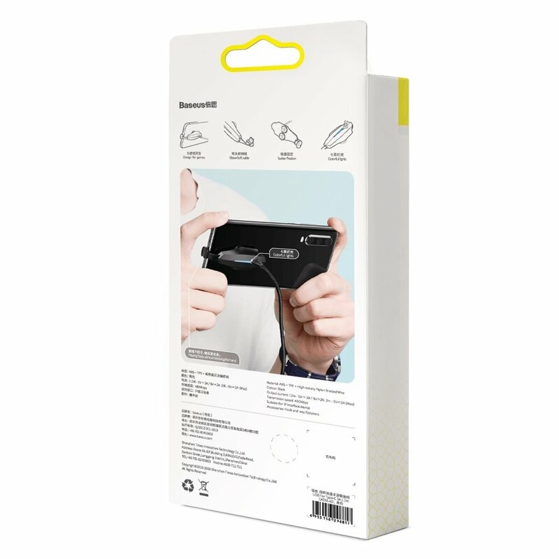 Cablu De Date Baseus Colorful Mobile Games USB/Type-C Charging For Gamers 2A 2m - CATXA-B01 - Black