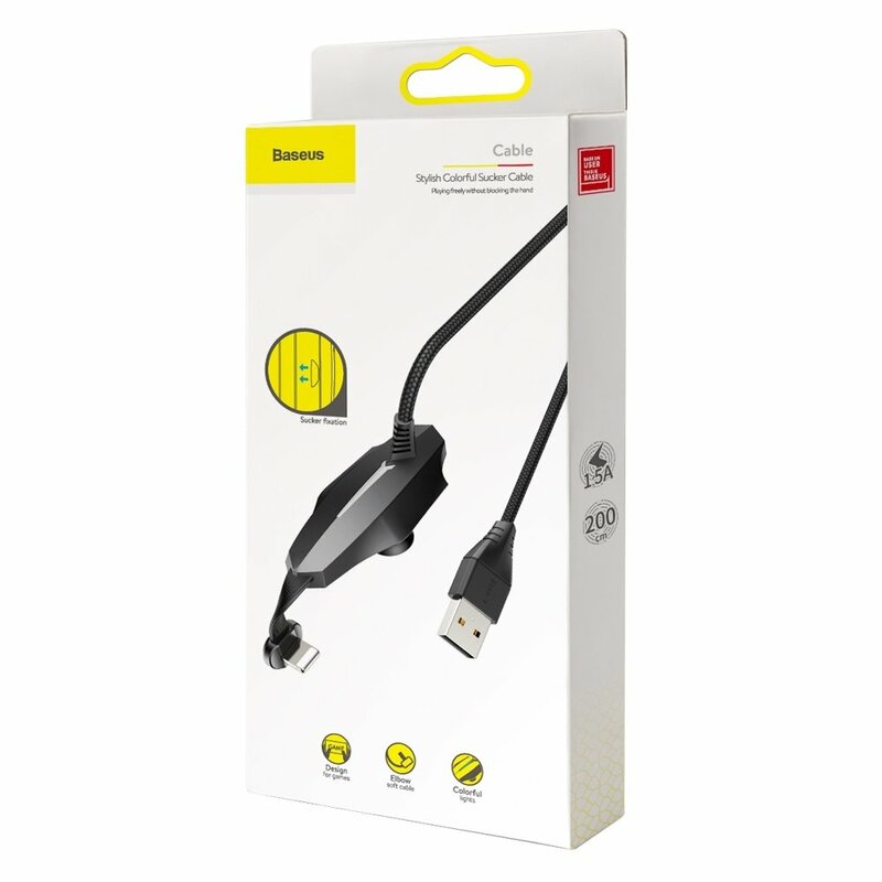 Cablu De Date Baseus Colorful Mobile Games USB/Lightning Charging For Gamers 1.5A 2m - CALXA-B01 - Black