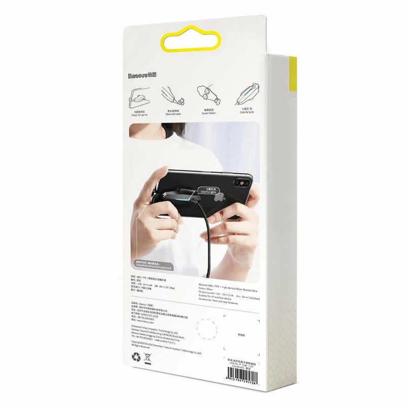Cablu De Date Baseus Colorful Mobile Games USB/Lightning Charging For Gamers 1.5A 2m - CALXA-B01 - Black