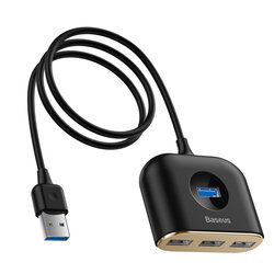 Hub Baseus Square Round 4 in 1 Adapter USB 3.0 To USB 3.0 x 1 + USB 2.0 x 3 Cable 1m - CAHUB-AY01 - Black