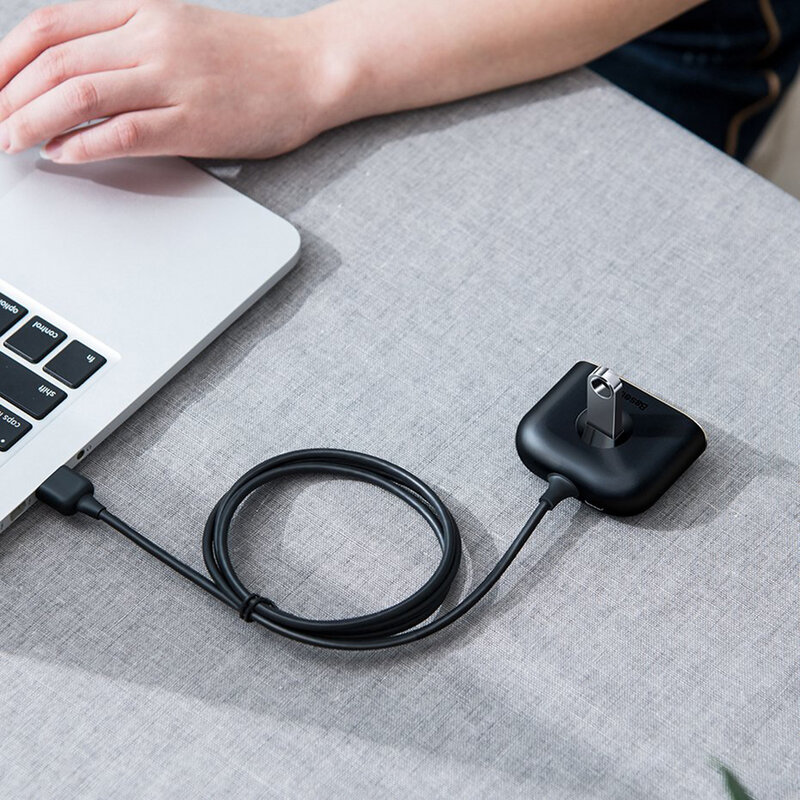 Hub Baseus Square Round 4 in 1 Adapter USB 3.0 To USB 3.0 x 1 + USB 2.0 x 3 Cable 1m - CAHUB-AY01 - Black