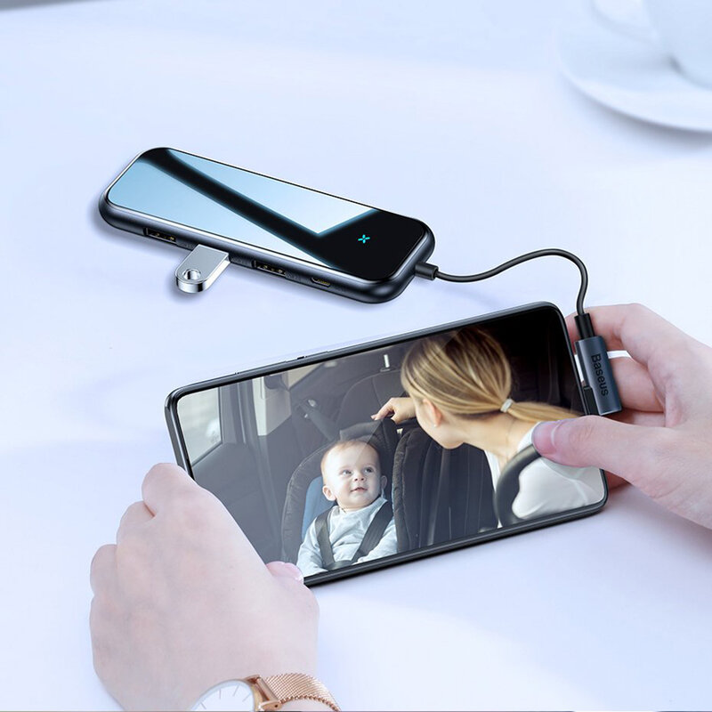 Hub Baseus Multi-function Type-C To 4 x USB 2.0 For Mobile Phones And Computers - CAHUB-JZ0G - Dark Gray