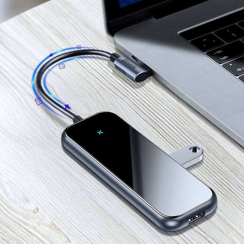 Hub Baseus Multi-function Type-C To 4 x USB 2.0 For Mobile Phones And Computers - CAHUB-JZ0G - Dark Gray