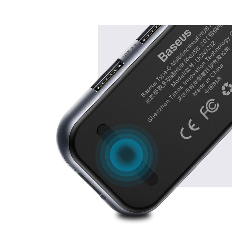 Hub Baseus Multi-function Type-C To 4 x USB 2.0 For Mobile Phones And Computers - CAHUB-JZ0G - Dark Gray