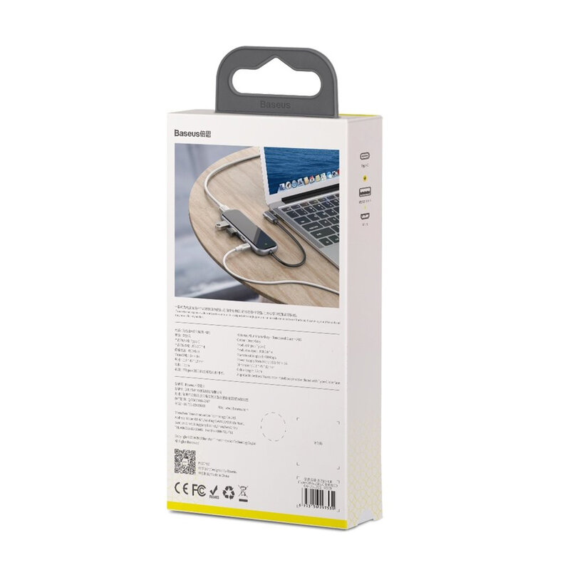 Hub Baseus Multi-function Type-C To 4 x USB 2.0 For Mobile Phones And Computers - CAHUB-JZ0G - Dark Gray