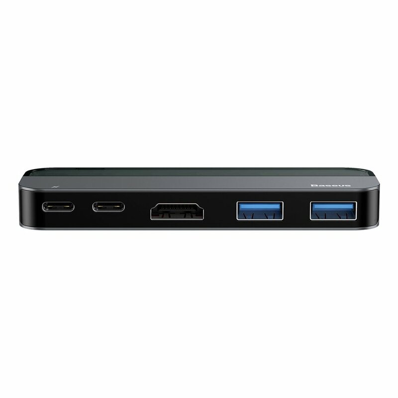 Hub Baseus Multifunctional Adapter Type-C PD 60W/Type-C 15W/HDMI 4K/2x USB 3.0 - CAHUB-TS0G - Gray
