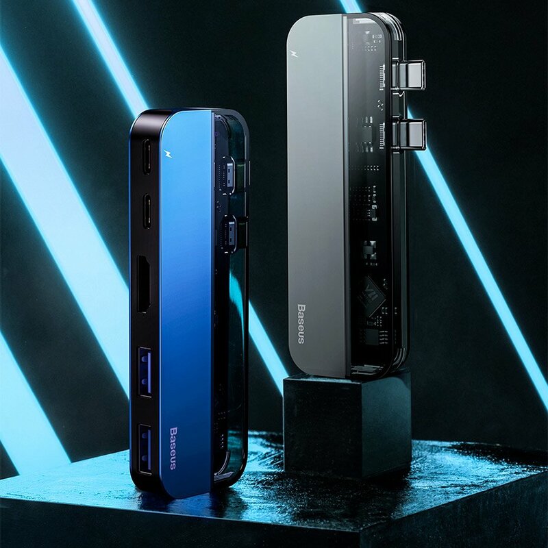 Hub Baseus Multifunctional Adapter Type-C PD 60W/Type-C 15W/HDMI 4K/2x USB 3.0 - CAHUB-TS0G - Gray