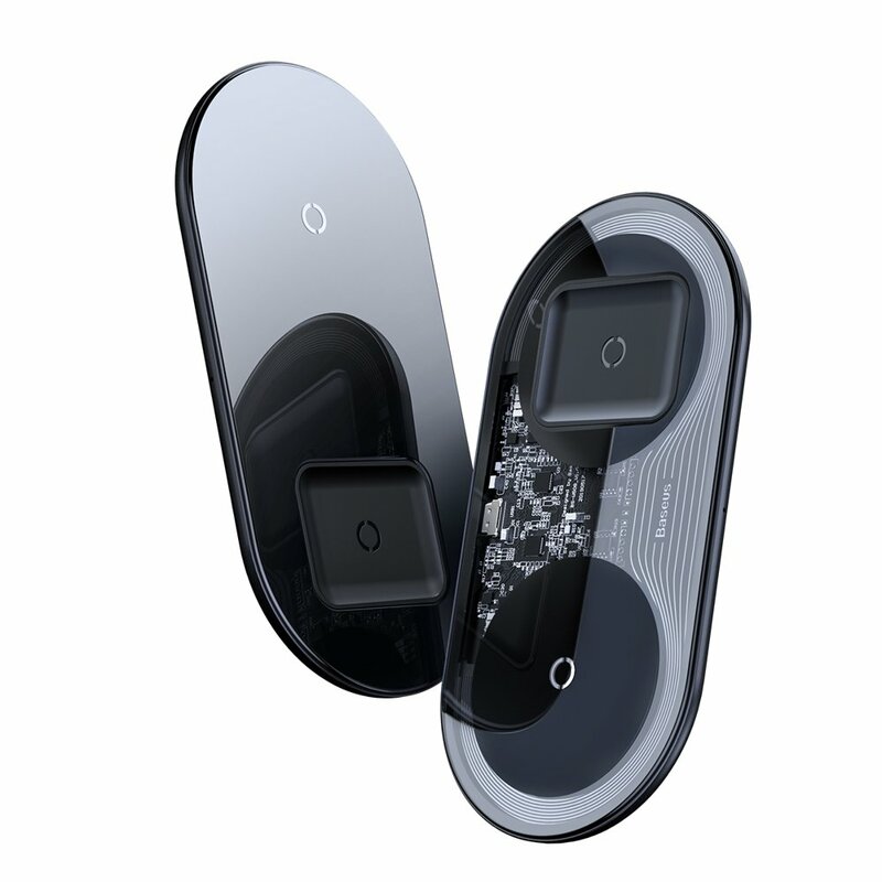 Incarcator Wireless Baseus Simple 2in1 Qi Charger For Smartphones And AirPods 15W - WXJK-01 - Black