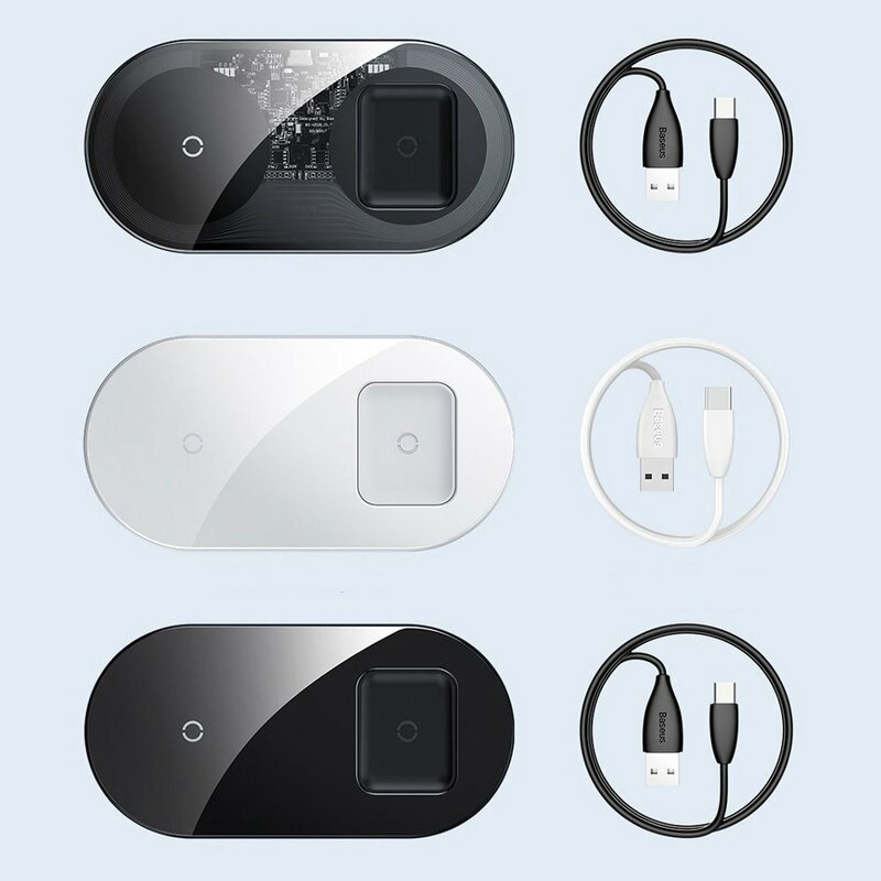 Incarcator Wireless Baseus Simple 2in1 Qi Charger For Smartphones And AirPods 15W - WXJK-01 - Black
