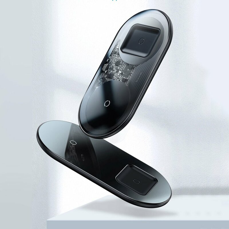 Incarcator Wireless Baseus Simple 2in1 Qi Charger For Smartphones And AirPods 15W - WXJK-01 - Black