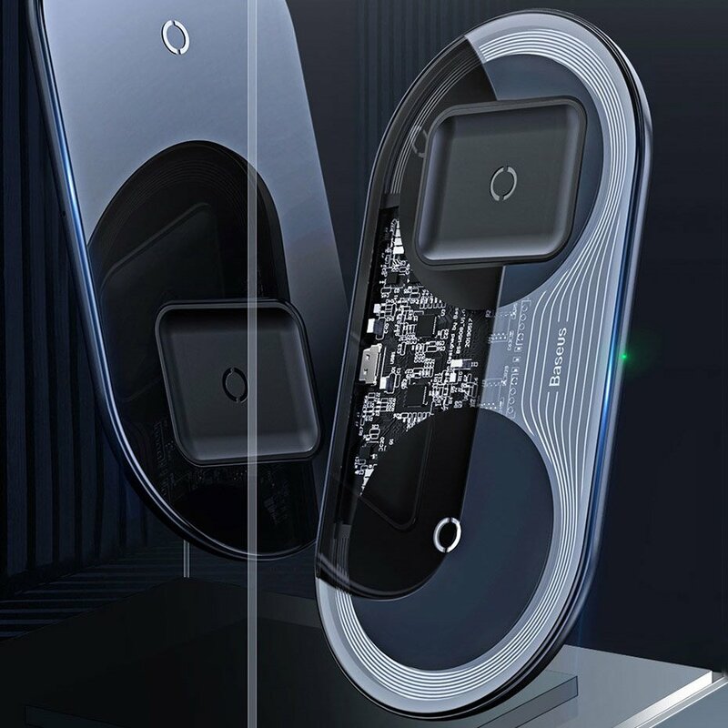 Incarcator Wireless Baseus Simple 2in1 Qi Charger For Smartphones And AirPods 15W - WXJK-02 - White