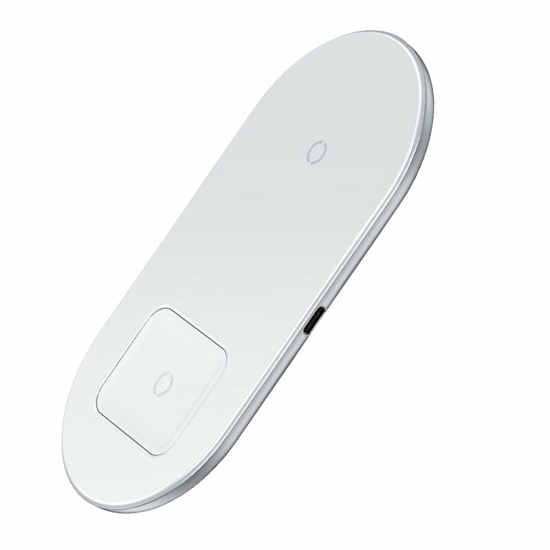 Incarcator Wireless Baseus Simple 2in1 Qi Charger For Smartphones And AirPods 15W - WXJK-02 - White