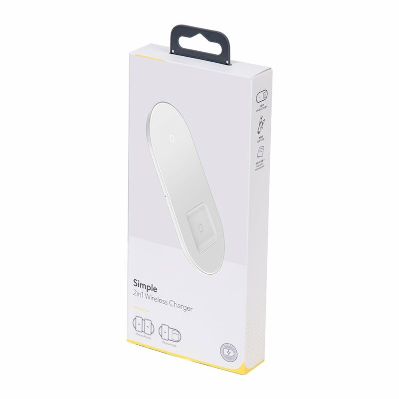 Incarcator Wireless Baseus Simple 2in1 Qi Charger For Smartphones And AirPods 15W - WXJK-02 - White