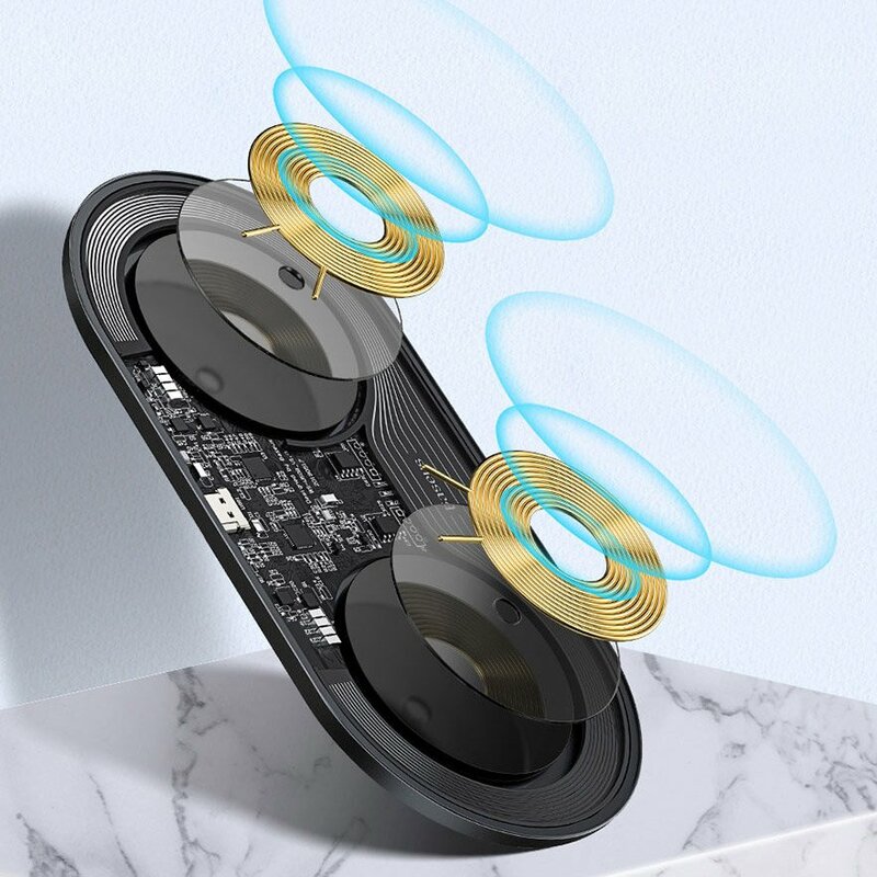 Incarcator Wireless Baseus Simple 2in1 Qi Charger For Smartphones And AirPods 15W - WXJK-A01 - Transparent