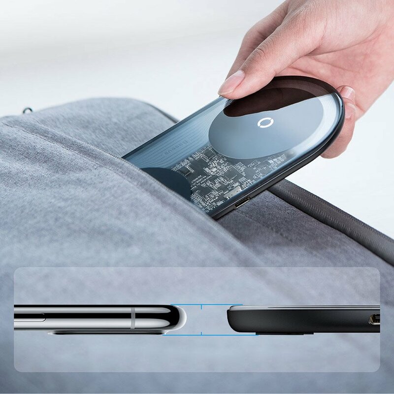 Incarcator Wireless Baseus Simple 2in1 Qi Charger For Smartphones And AirPods 15W - WXJK-A01 - Transparent