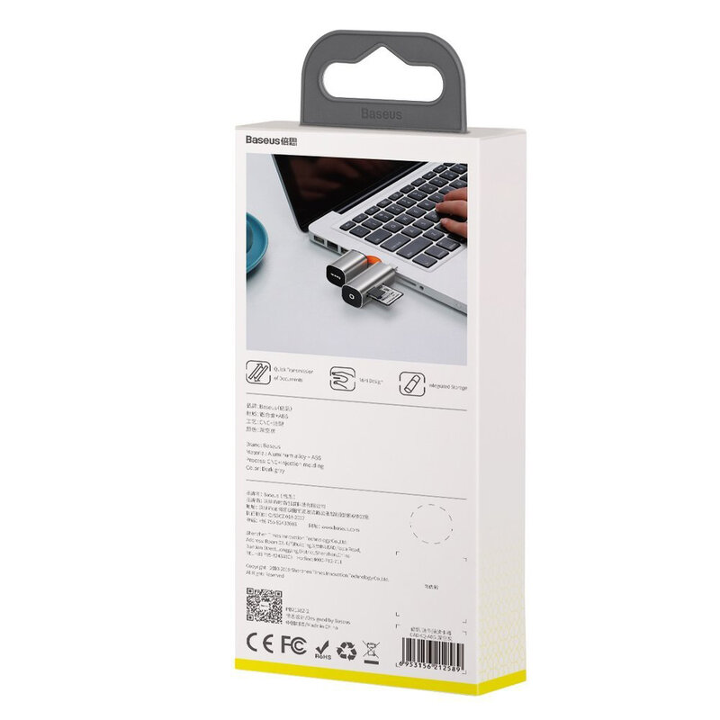 Card Reader Baseus mini SD/micro-SD/TF USB/USB Type-C Plug 5Gbps - CADKQ-A0G - Gray