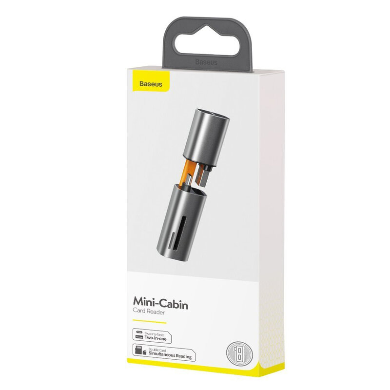 Card Reader Baseus mini SD/micro-SD/TF USB/USB Type-C Plug 5Gbps - CADKQ-A0G - Gray