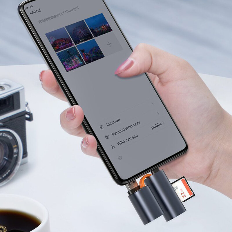 Card Reader Baseus mini SD/micro-SD/TF USB/USB Type-C Plug 5Gbps - CADKQ-A0G - Gray