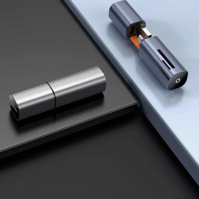 Card Reader Baseus mini SD/micro-SD/TF USB/USB Type-C Plug 5Gbps - CADKQ-A0G - Gray