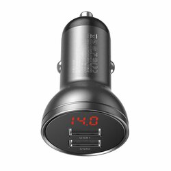 Incarcator auto Baseus Digital Display Dual USB 4.8A 24W - CCBX-0G, negru