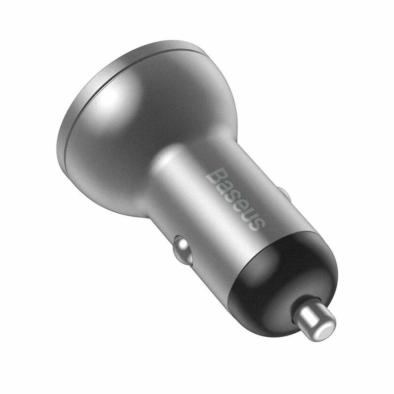 Incarcator Auto Baseus Digital Display Dual USB 4.8A 24W - CCBX-0S - Silver