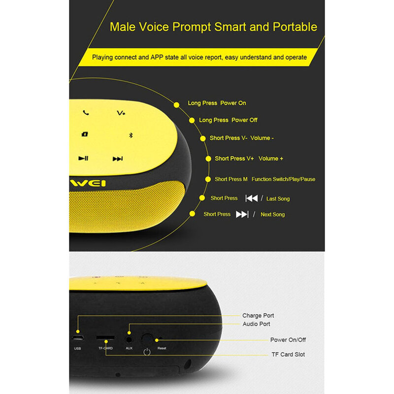 Boxa Portabila Awei Y200 Bluetooth Speaker Wireless Professional Subwoofer 9W - Red 