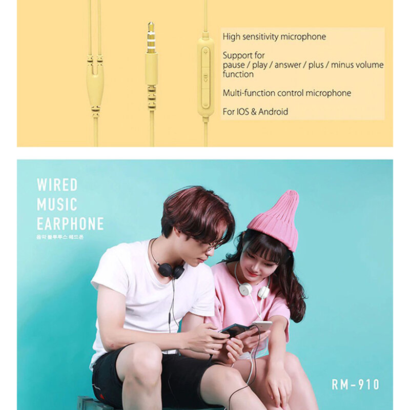 Casti On-Ear Remax Smart High Quality Stereo Sound Cu Microfon 3.5mm - RM-910 - Yellow