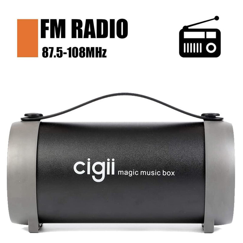 Boxa Portabila Cigii Tube TWS S22E Wireless Portable Speaker Magic Music Box Bluetooth And Radio - Black