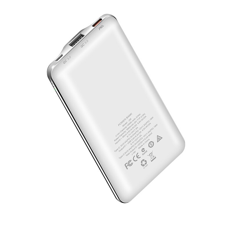Baterie Externa Hoco J39 Quick Energy 1xUSB + USB Type-C PD 3.0 QC 10000mAh - White