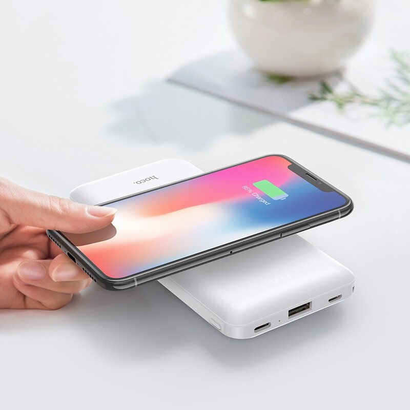 Baterie Externa Hoco J50 Surf Power Bank 1xUSB 10000mAh Cu Incarcare Prin Inductie - White