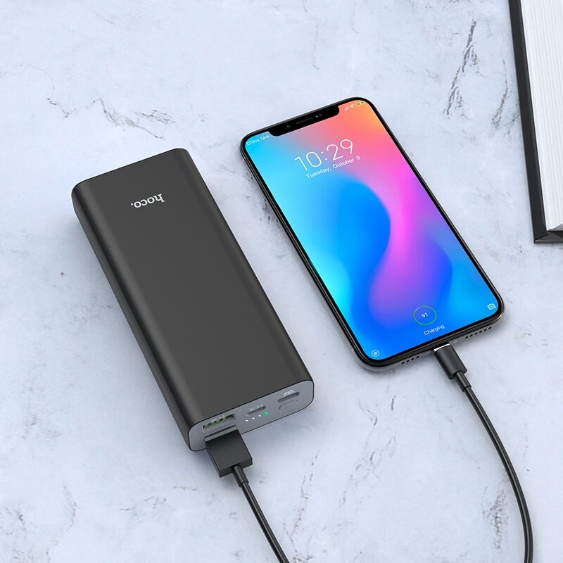 Baterie Externa Hoco J51 Cool Power Bank 2xUSB + USB Type-C PD 3.0 QC 10000mAh - Metal Gray