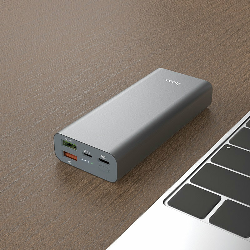 Baterie Externa Hoco J51 Cool Power Bank 2xUSB + USB Type-C PD 3.0 QC 10000mAh - Metal Gray