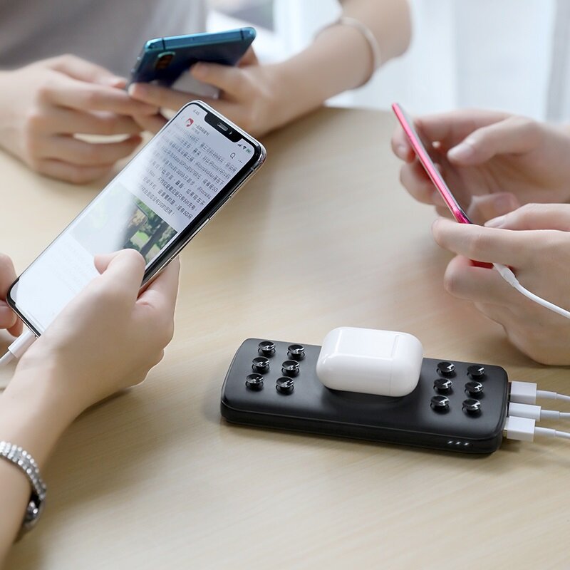 Baterie Externa Hoco J56 Sea Power 4-in-1 Wireless 10W/7.5W/5W USB/Type-C LED Indicator 10000mAh - White