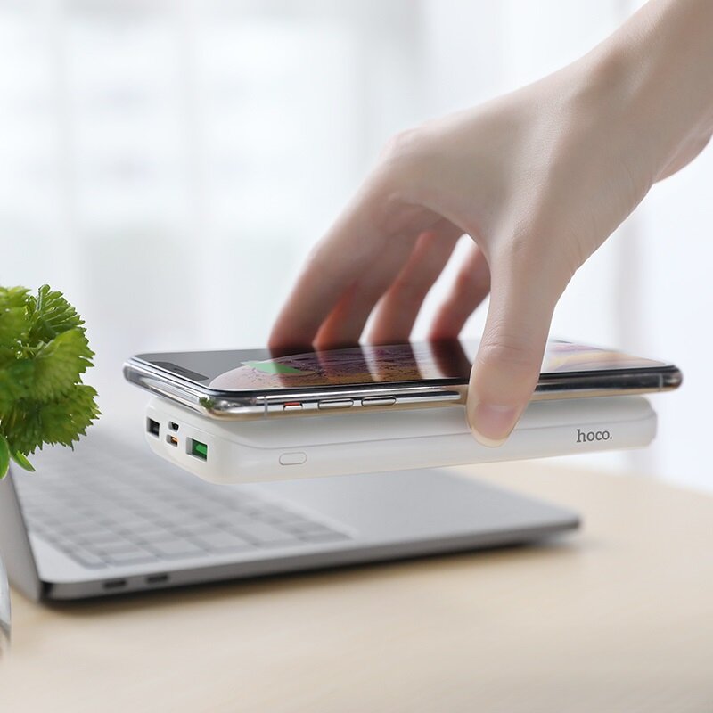 Baterie Externa Hoco J56 Sea Power 4-in-1 Wireless 10W/7.5W/5W USB/Type-C LED Indicator 10000mAh - Black