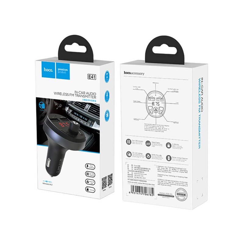 Incarcator auto cu modulator FM Hoco E41, negru