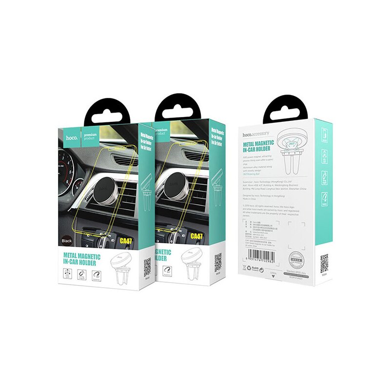 Suport telefon cu prindere in grila ventilatie  Hoco CA47, argintiu