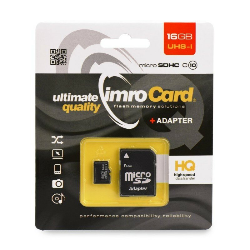 Card de memorie Imro Micro SD-UHS 16 GB Class 4 + Adaptor SD