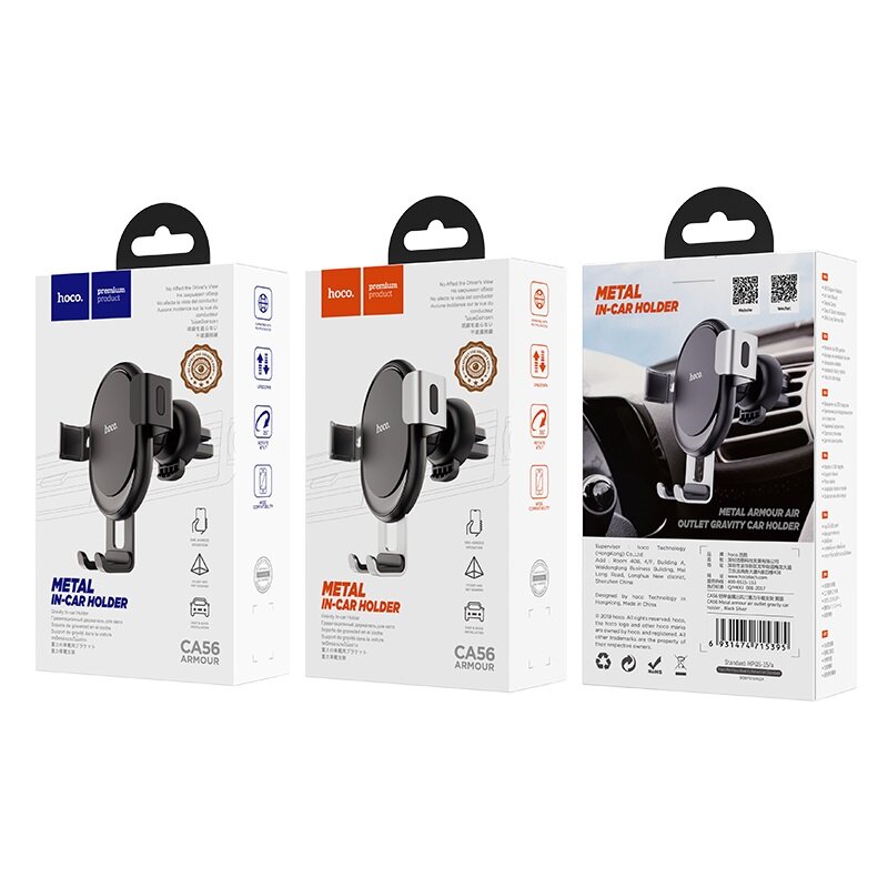 Suport auto pentru grila ventilatie Hoco CA56 Metal, argintiu