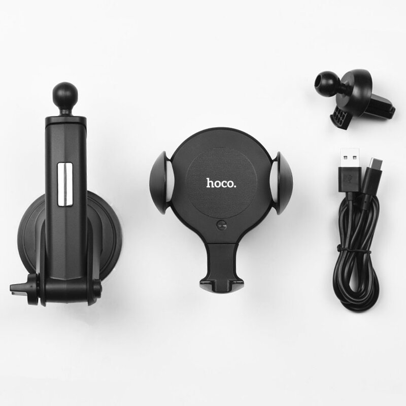Suport Auto Hoco CA60 Automatic Induction Aspiring Infrared Sensor Cu Functie De Incarcare Wireless - Black