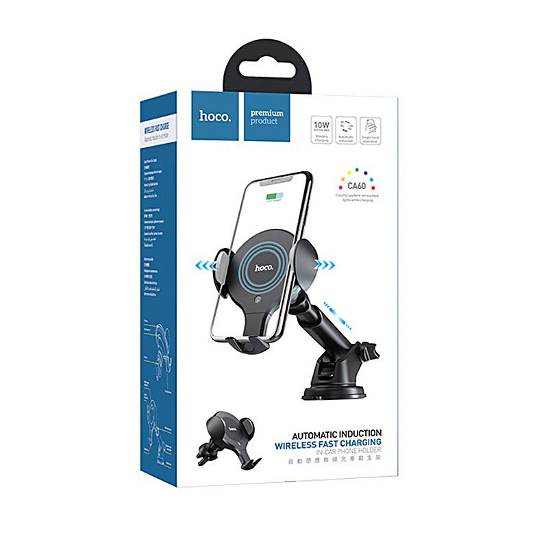 Suport Auto Hoco CA60 Automatic Induction Aspiring Infrared Sensor Cu Functie De Incarcare Wireless - Black