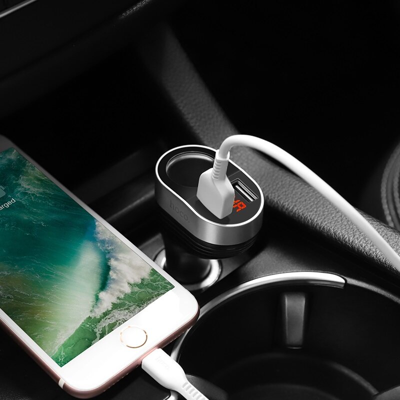 Incarcator Auto Hoco Z29 Regal Cigarette Lighter With Dual USB LED Digital Display 3.1A - Black