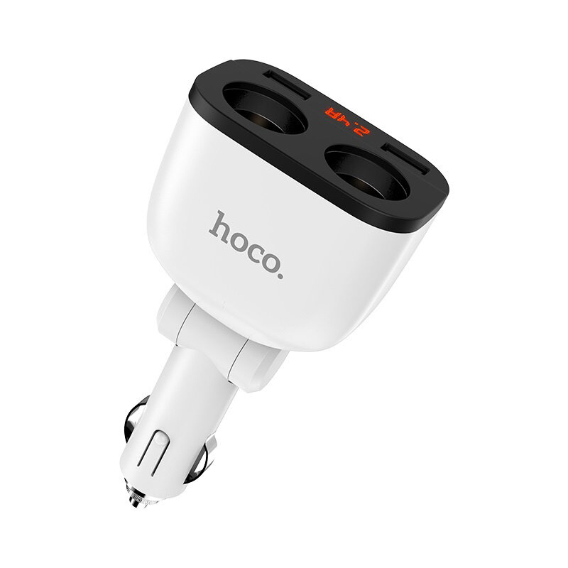 Incarcator Auto Hoco Z28 Power Ocean Dual Cigarette Lighter With Dual USB LED Digital Display 3.1A - White