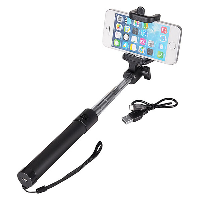 Suport Selfie Stick Locust Series Wireless Premium With Build-in Bluetooth Shutter Button - Type 3 - Black