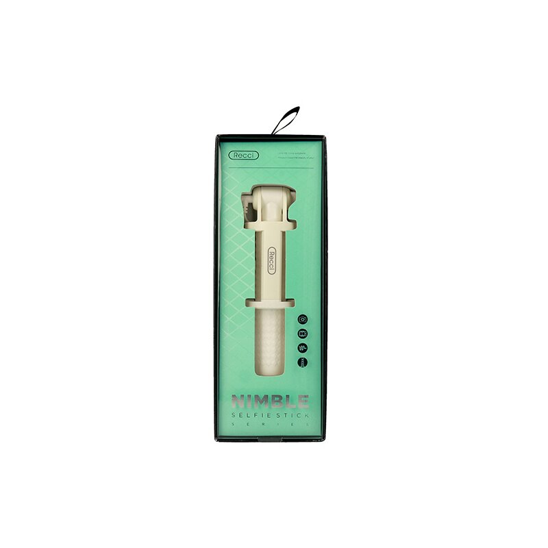 Suport Selfie Stick Recci Nimble Series Wireless Bluetooth Hidden Earphone Plug Cable - RST-C01 - White