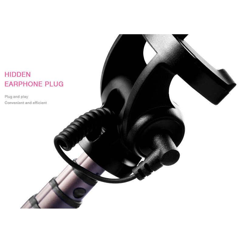 Suport Selfie Stick Recci Nimble Series Wireless Bluetooth Hidden Earphone Plug Cable - RST-C01 - White